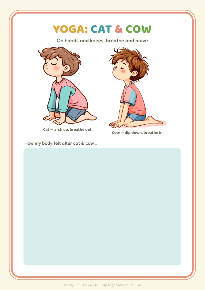 Yoga for calm - preview page from the Anger Adventure Workbook