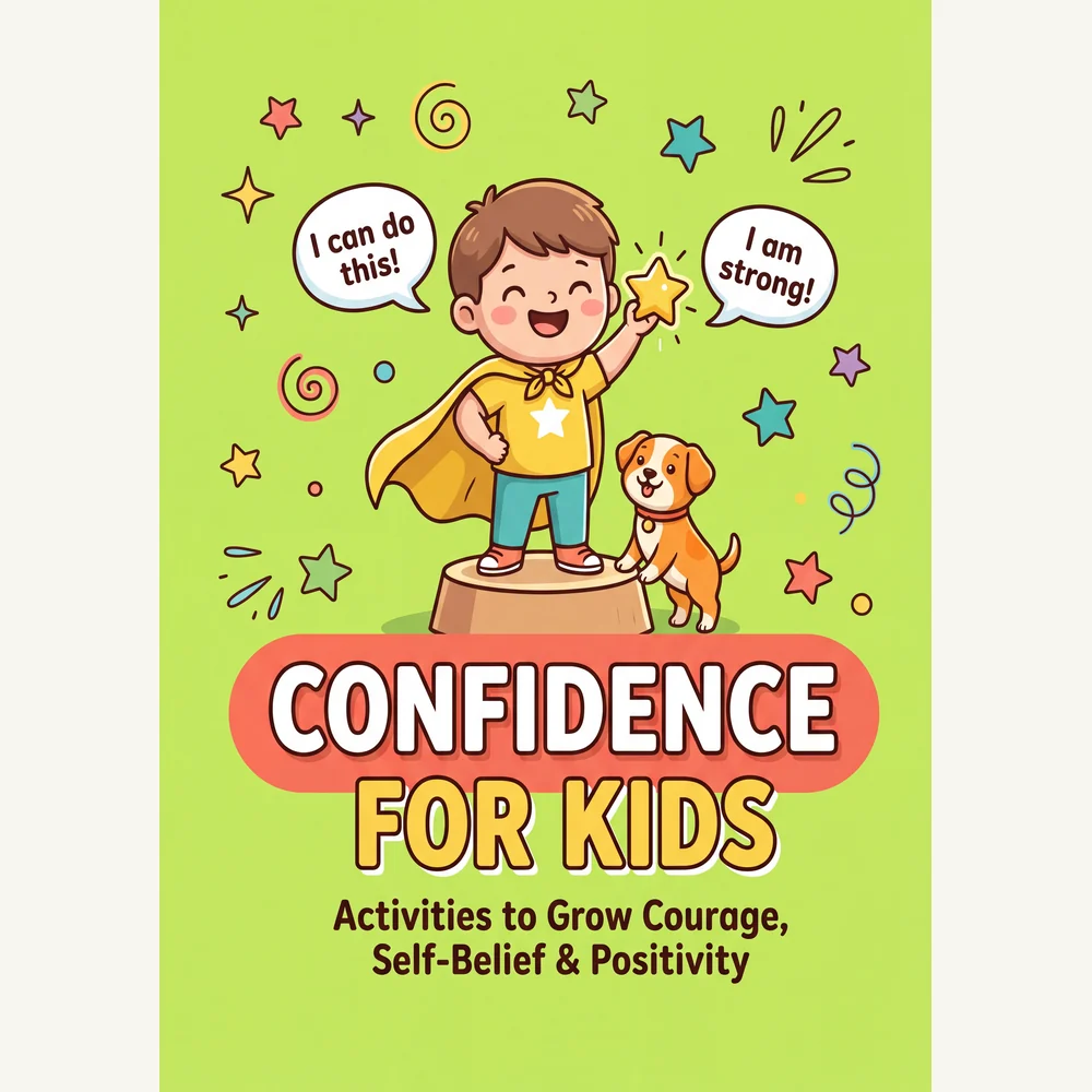Confidence Builder workbook shown printed and open on a table
