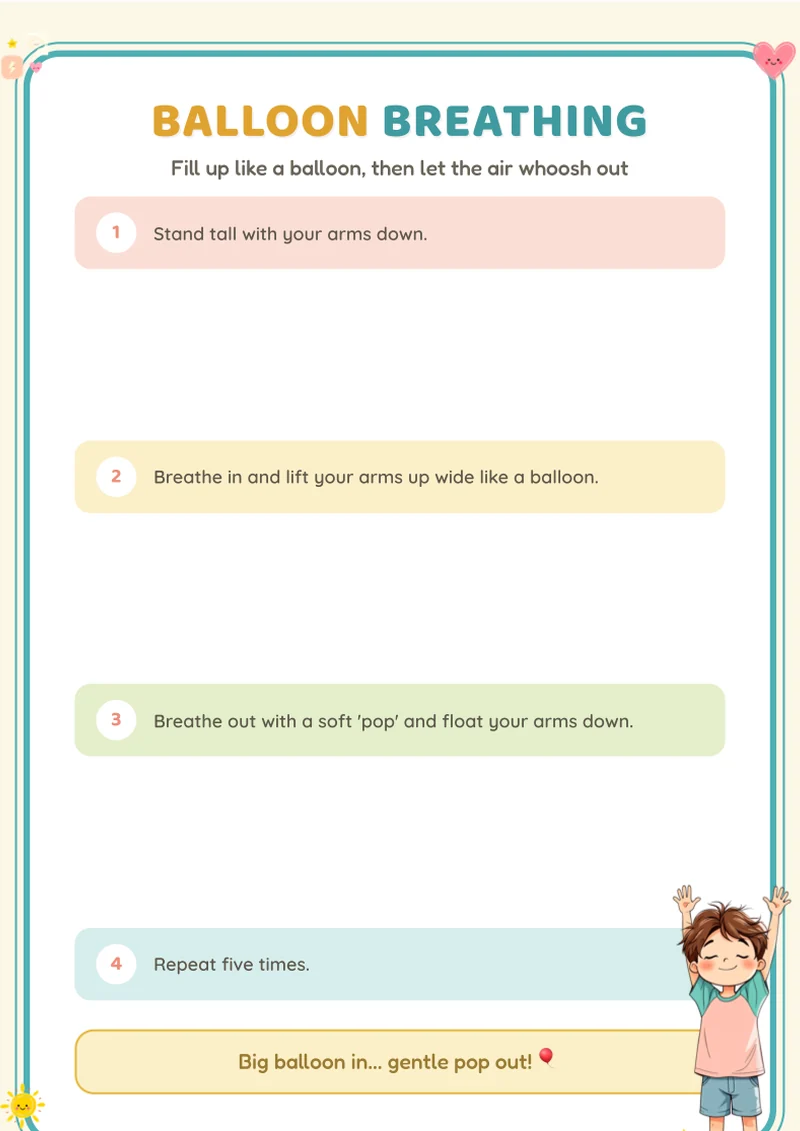 Balloon breathing - preview page from the Confidence Builder Workbook