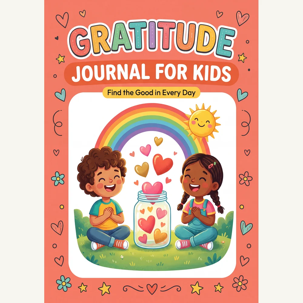 Gratitude journal shown printed and open on a table
