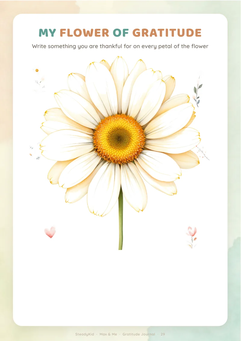 A kindness I did - preview page from the Gratitude Journal