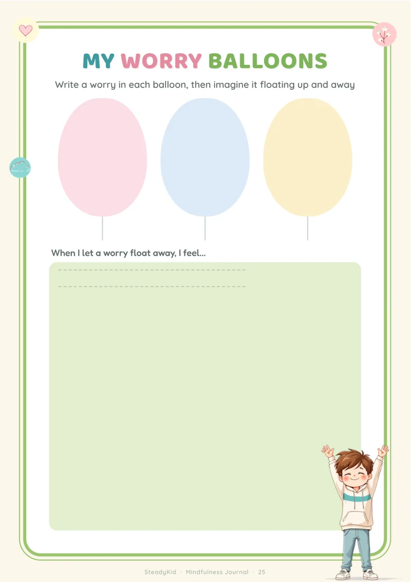 Five senses game - preview page from the Mindfulness Journal
