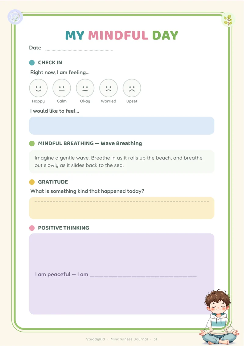 Focus challenge - preview page from the Mindfulness Journal
