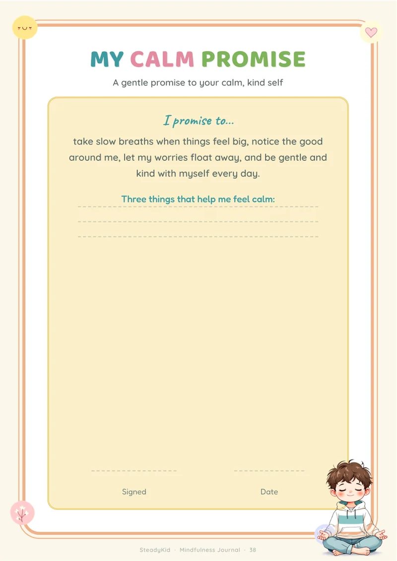 Mindful reflection - preview page from the Mindfulness Journal