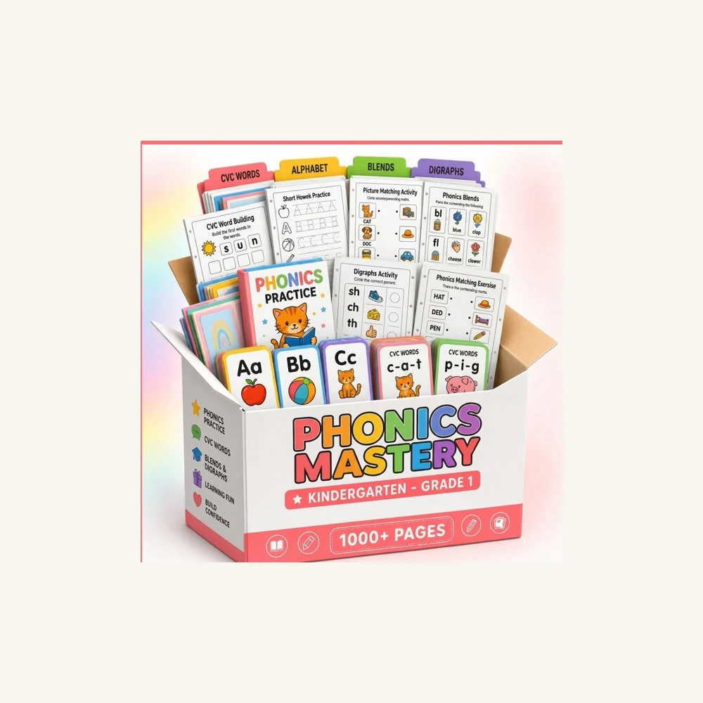 SteadyKid Phonics Activity Pack shown printed on a table